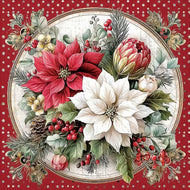 Guardanapo para Decoupage Ambiente 33x33cm com 2 Unidades - Natal Cenario Floral Vermelho