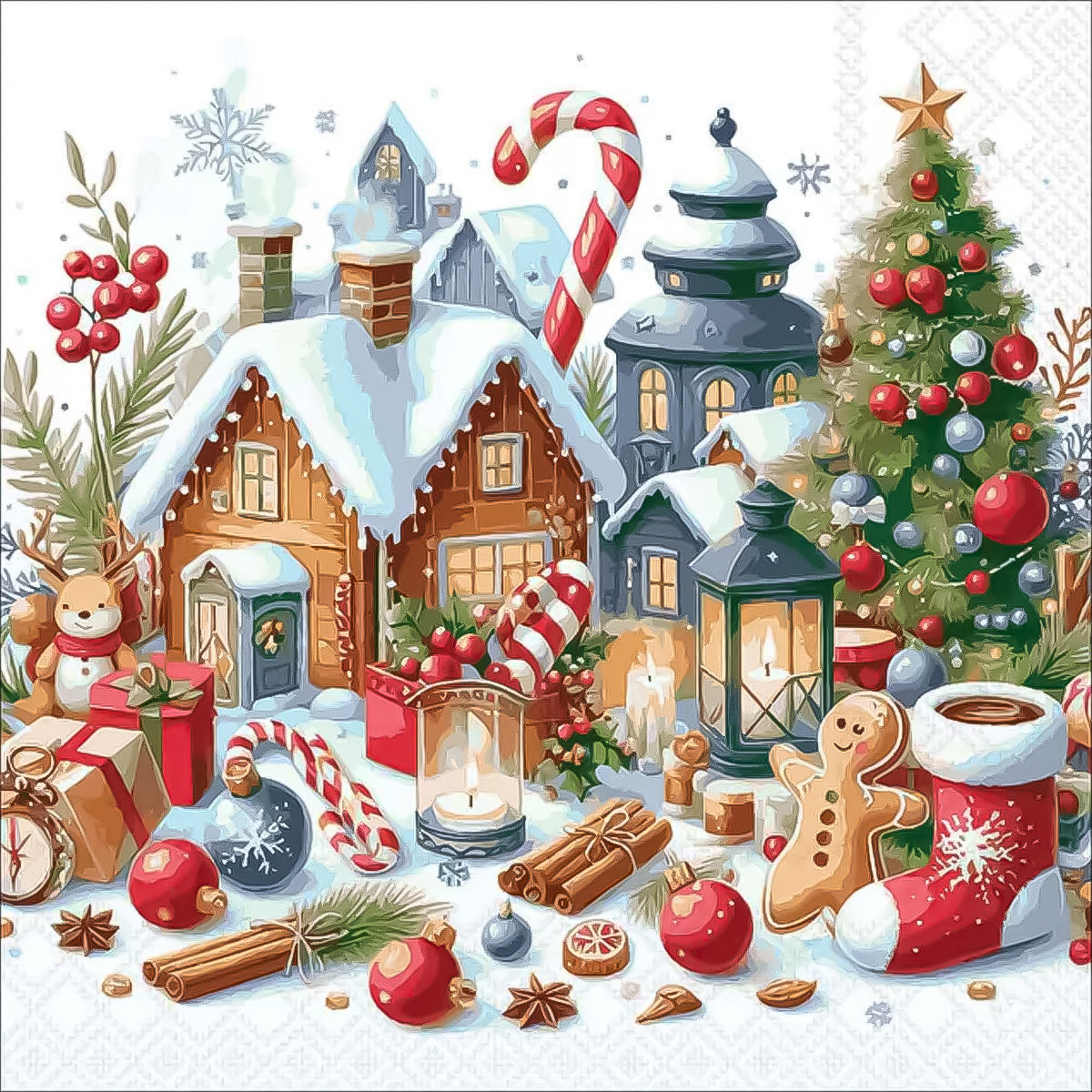 Guardanapo para Decoupage Ambiente 33x33cm com 2 Unidades - Entrega de Natal