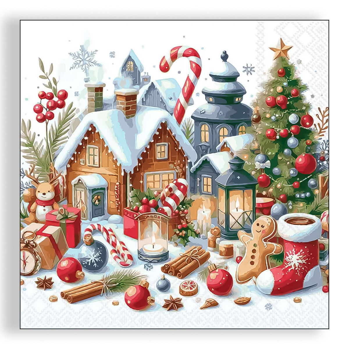 Guardanapo para Decoupage Ambiente 33x33cm com 2 Unidades - Entrega de Natal