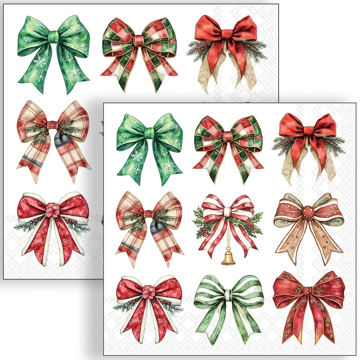 Guardanapo para Decoupage Ambiente 33x33cm com 20 Unidades - Natal Fitas Festivas Brancas