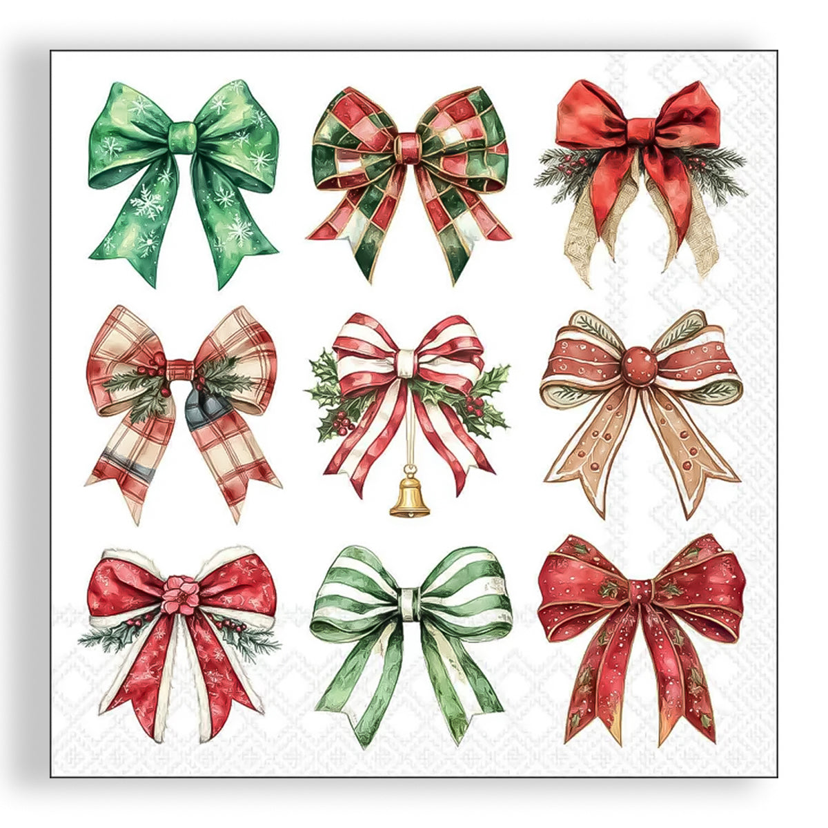 Guardanapo para Decoupage Ambiente 33x33cm com 20 Unidades - Natal Fitas Festivas Brancas