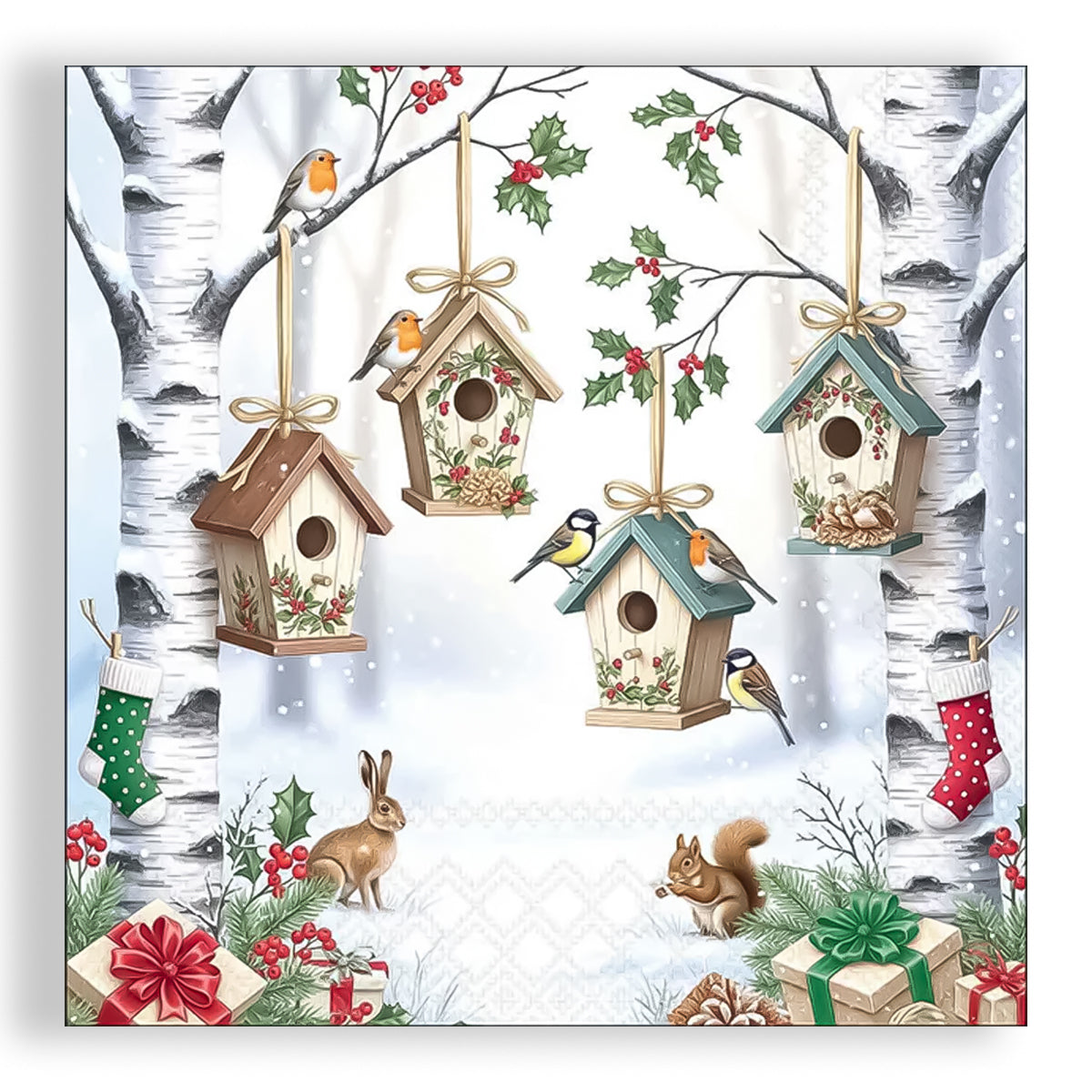Guardanapo para Decoupage Ambiente 33x33cm com 20 Unidades - Natal Floresta Encantada