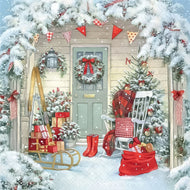 Guardanapo para Decoupage Ambiente 33x33cm com 2 Unidades - Natal Surpresa na Porta