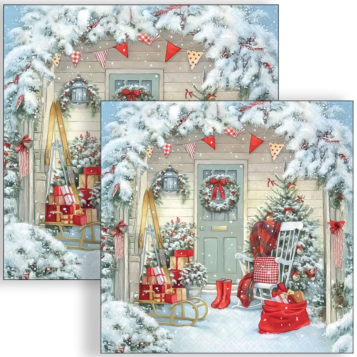 Guardanapo para Decoupage Ambiente 33x33cm com 20 Unidades - Natal Surpresa na Porta