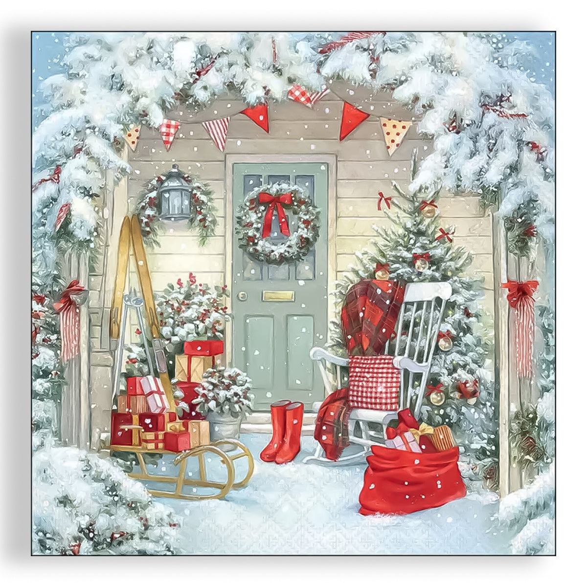 Guardanapo para Decoupage Ambiente 33x33cm com 20 Unidades - Natal Surpresa na Porta