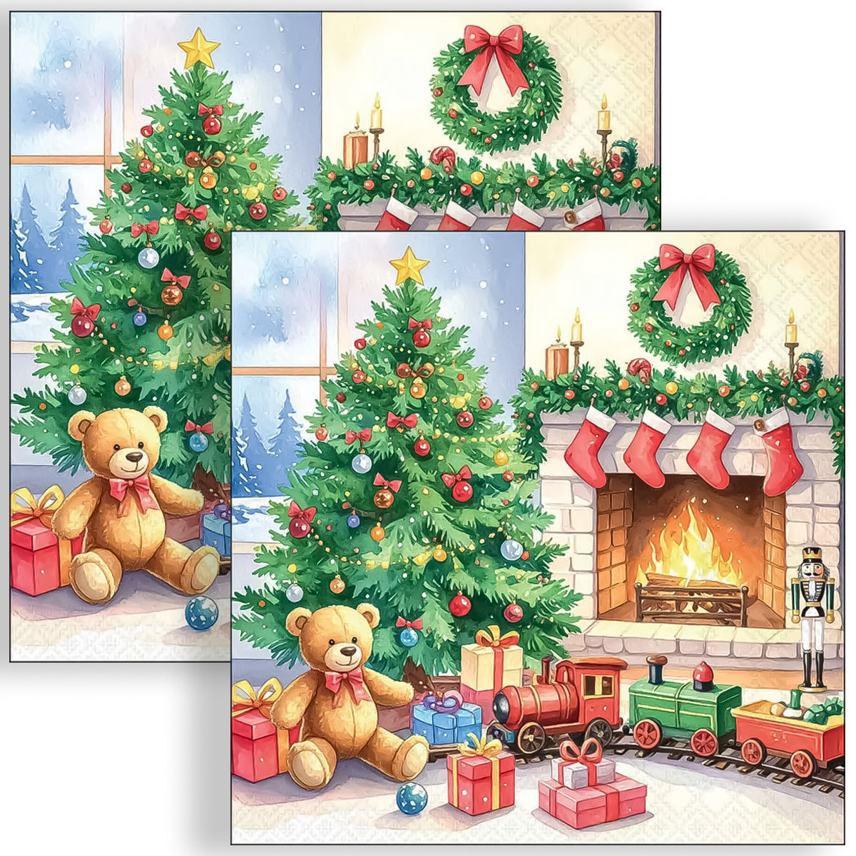 Guardanapo para Decoupage Ambiente 33x33cm com 2 Unidades - Natal Junto a Lareira