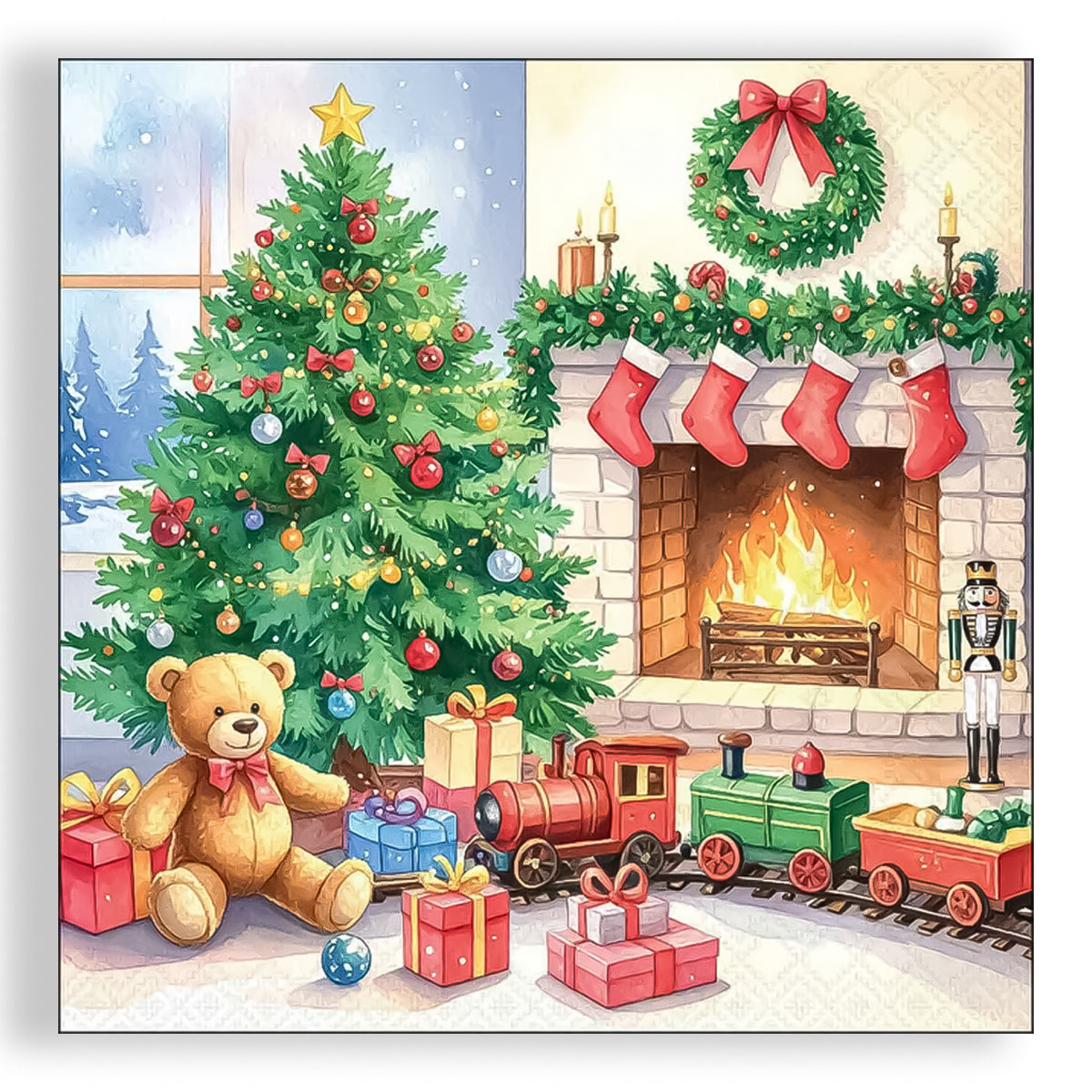 Guardanapo para Decoupage Ambiente 33x33cm com 2 Unidades - Natal Junto a Lareira