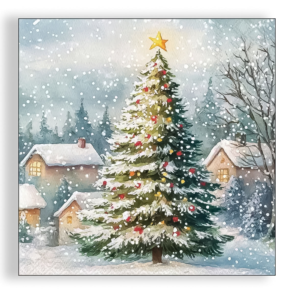 Guardanapo para Decoupage Ambiente 33x33cm com 20 Unidades - Natal Arvore na Neve