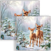 Guardanapo para Decoupage Ambiente 33x33cm com 20 Unidades - Natal Casal de Cervos no Bosque de Inverno