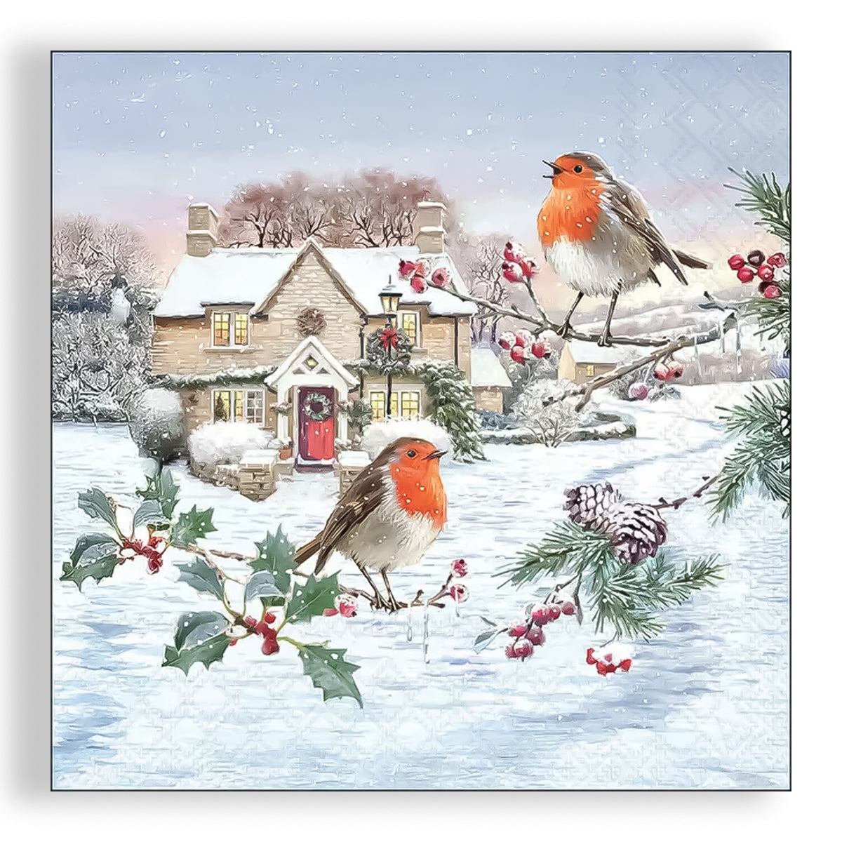 Guardanapo para Decoupage Ambiente 33x33cm com 20 Unidades - Natal Vila dos Passaros 