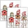 Guardanapo para Decoupage Ambiente 33x33cm com 2 Unidades - Natal Quarteto de Casinhas de Passarinho Branco