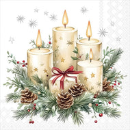 Guardanapo para Decoupage Ambiente 33x33cm com 2 Unidades - Natal Velas e Presente Branco