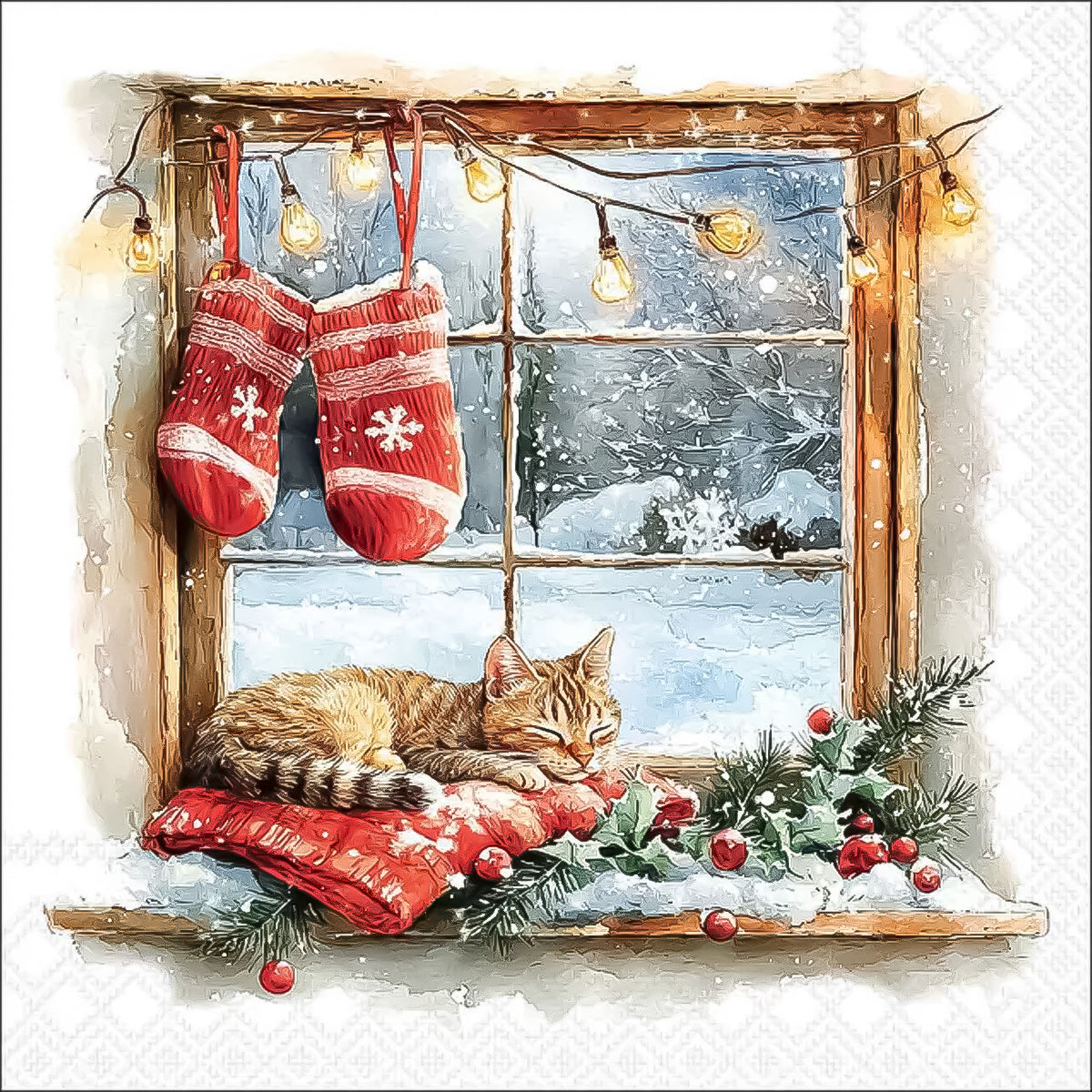 Guardanapo para Decoupage Ambiente 33x33cm com 2 Unidades - Natal Janela de Inverno