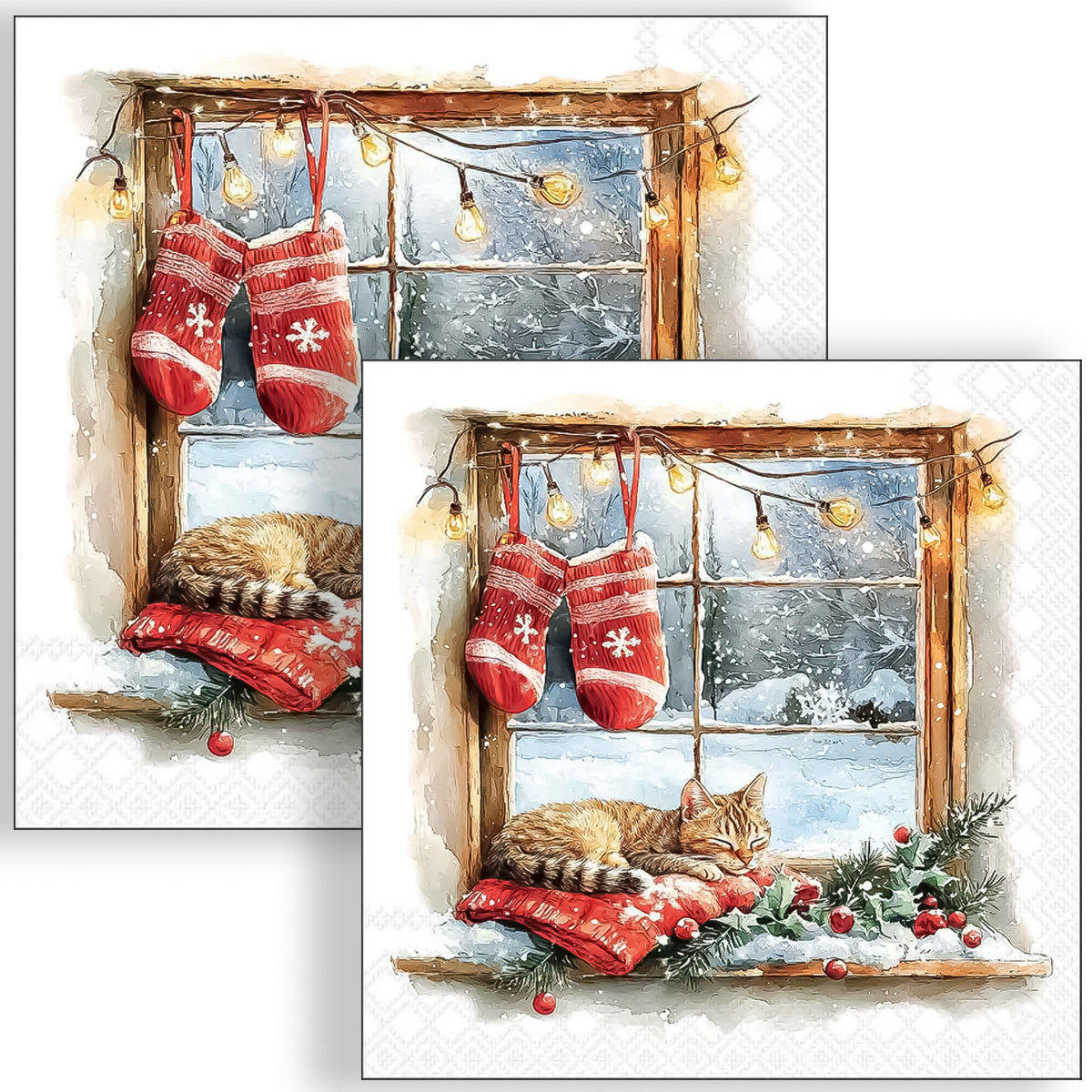 Guardanapo para Decoupage Ambiente 33x33cm com 20 Unidades - Natal Janela de Inverno