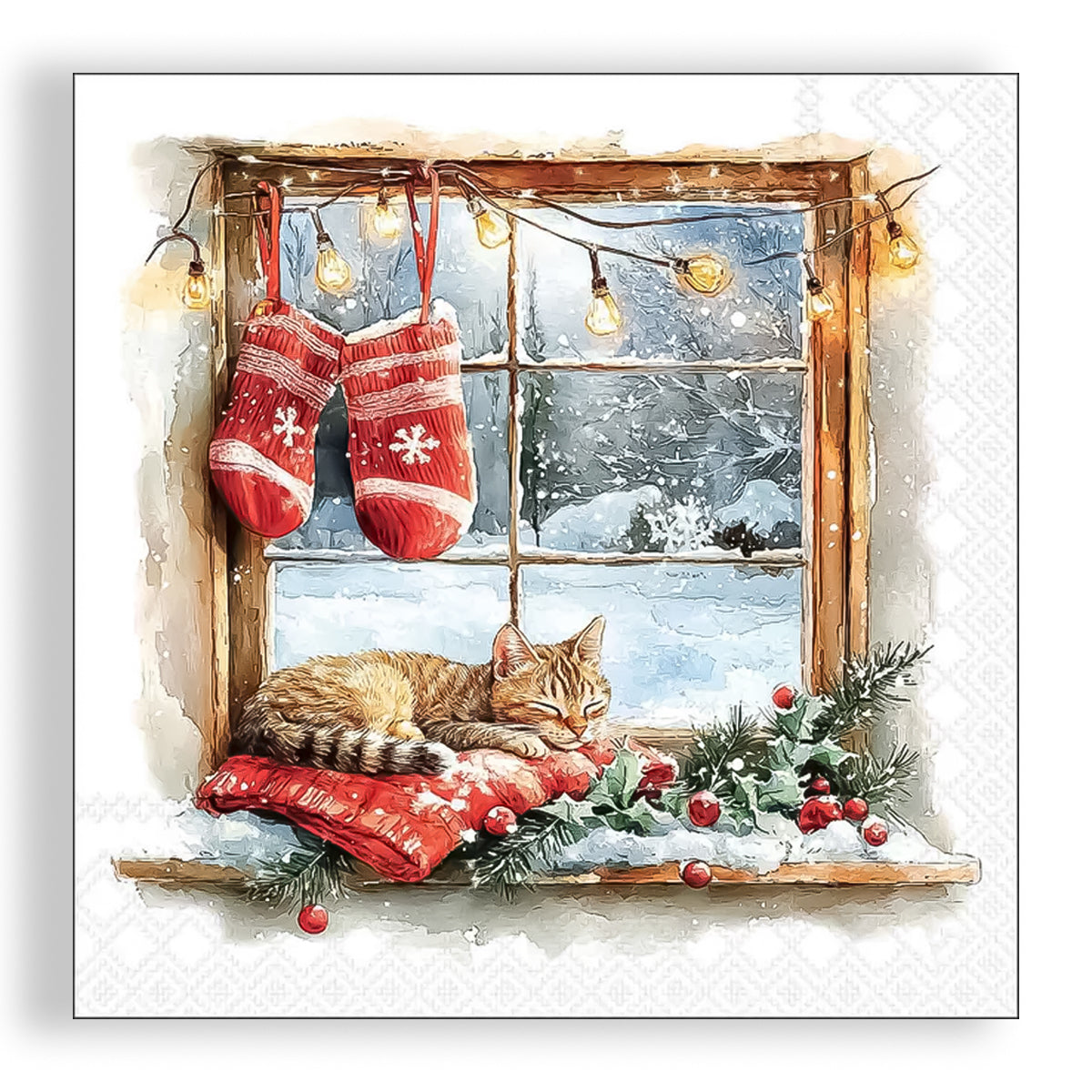 Guardanapo para Decoupage Ambiente 33x33cm com 20 Unidades - Natal Janela de Inverno