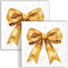 Guardanapo para Decoupage Ambiente 33x33cm com 2 Unidades - Natal Laço Elegante Ouro/branco 