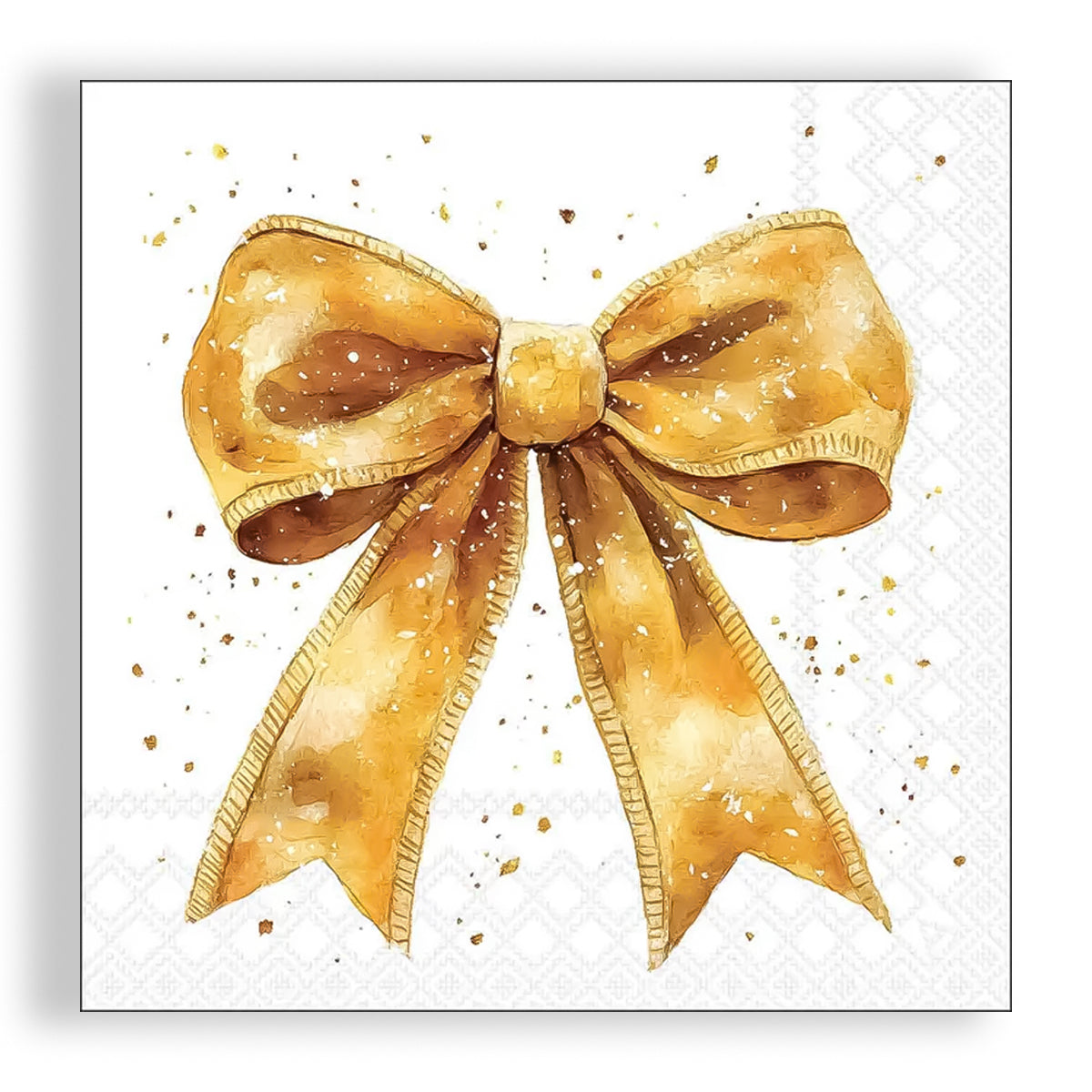 Guardanapo para Decoupage Ambiente 33x33cm com 20 Unidades - Natal Laço Elegante Ouro/branco 