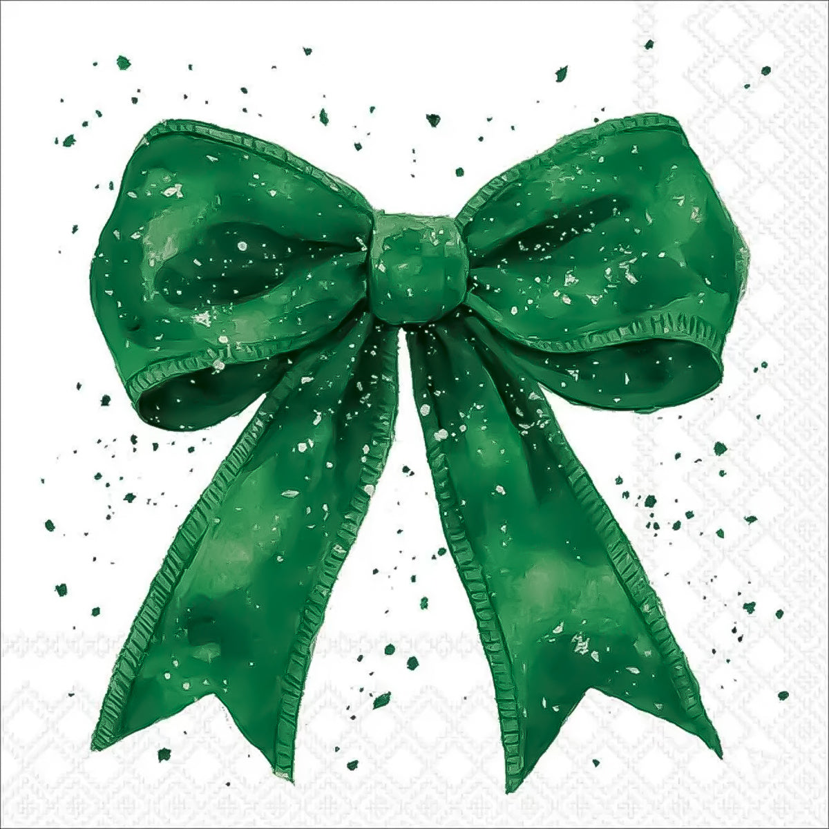 Guardanapo para Decoupage Ambiente 33x33cm com 20 Unidades - Natal Laço Elegante Verde/branco