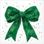 Guardanapo para Decoupage Ambiente 33x33cm com 2 Unidades - Natal Laço Elegante Verde/branco