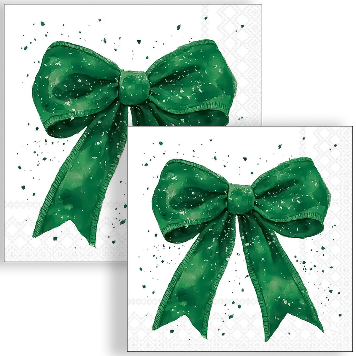 Guardanapo para Decoupage Ambiente 33x33cm com 20 Unidades - Natal Laço Elegante Verde/branco