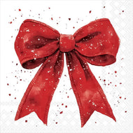 Guardanapo para Decoupage Ambiente 33x33cm com 2 Unidades - Natal Laço Elegante Vermelho/branco