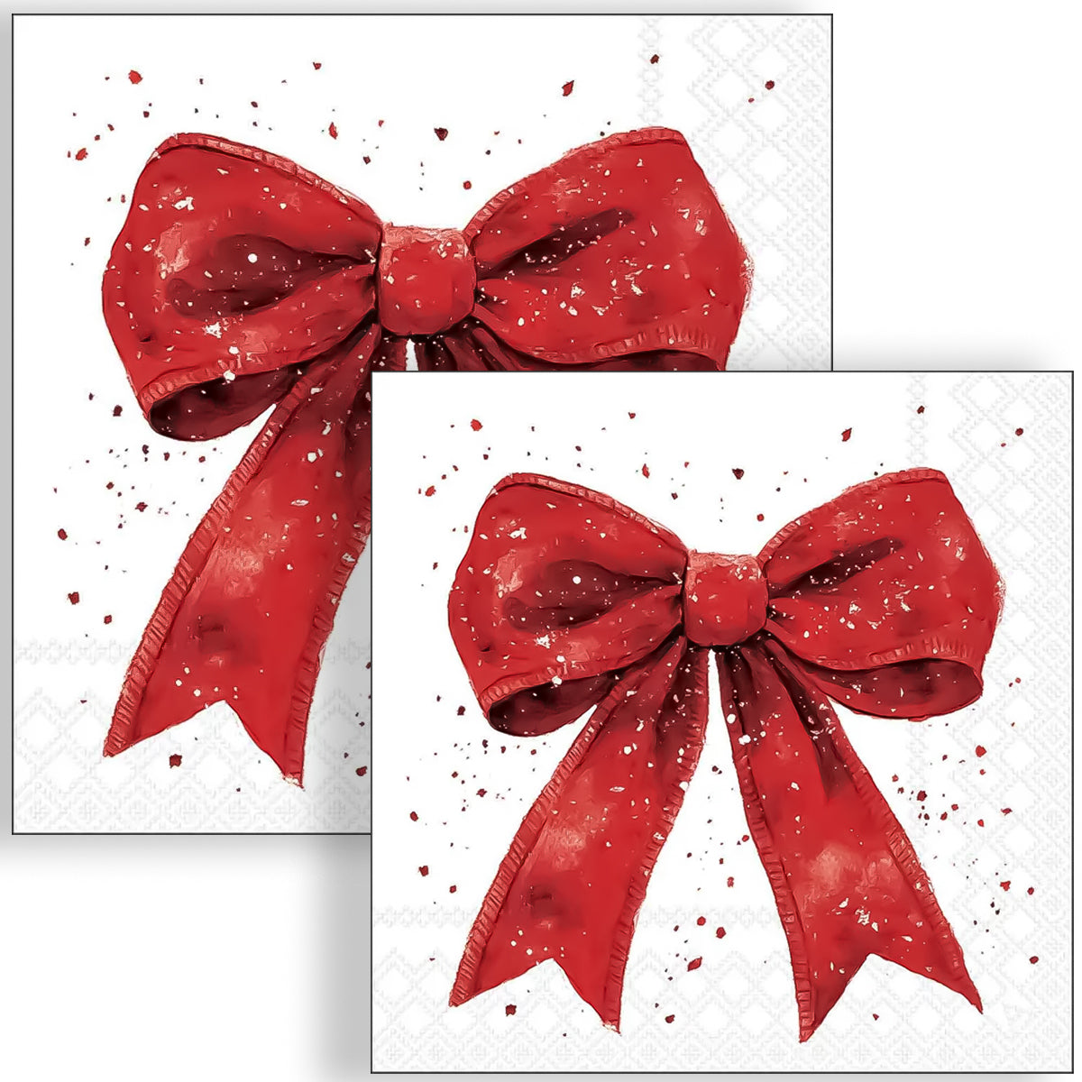 Guardanapo para Decoupage Ambiente 33x33cm com 2 Unidades - Natal Laço Elegante Vermelho/branco