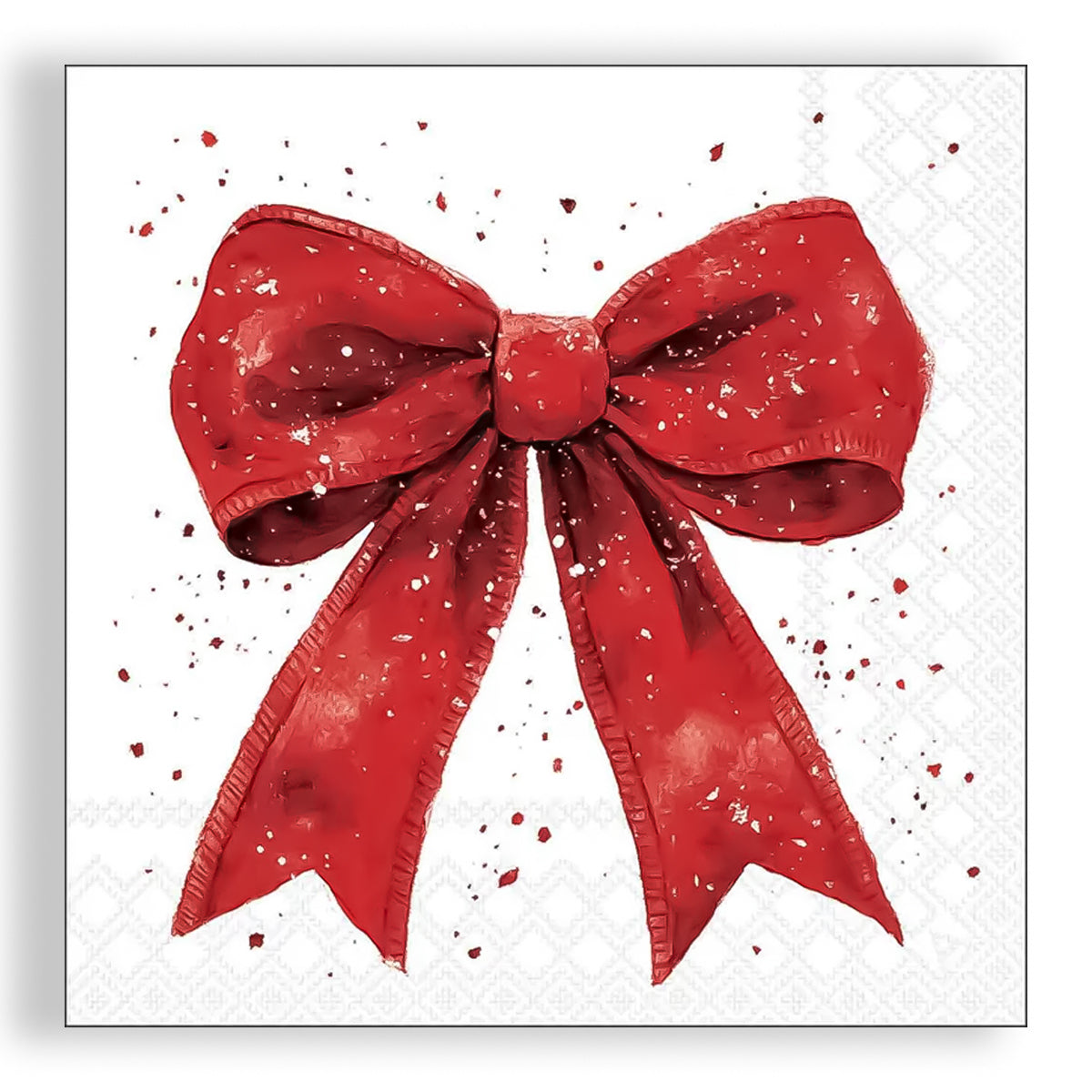 Guardanapo para Decoupage Ambiente 33x33cm com 20 Unidades - Natal Laço Elegante Vermelho/branco