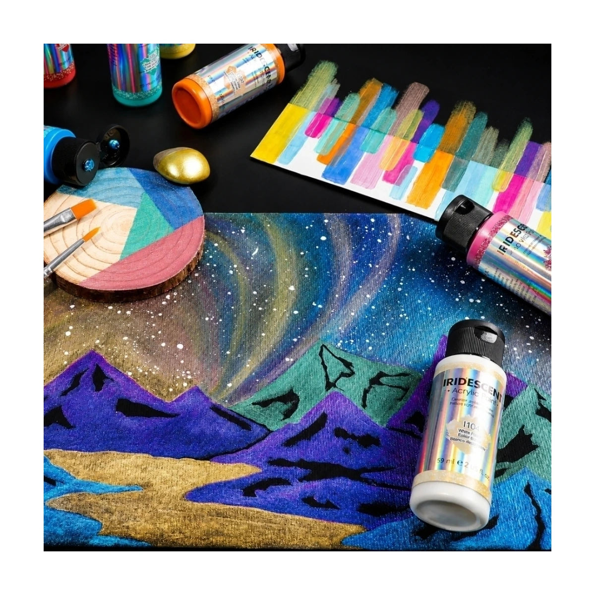 Estojo de Tinta Acrílica Iridescente Aureuo 59ml com 12 Cores - Phoenix