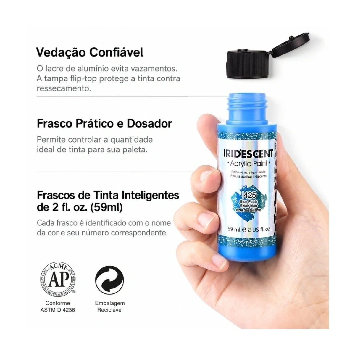 Estojo de Tinta Acrílica Iridescente Aureuo 59ml com 12 Cores - Phoenix