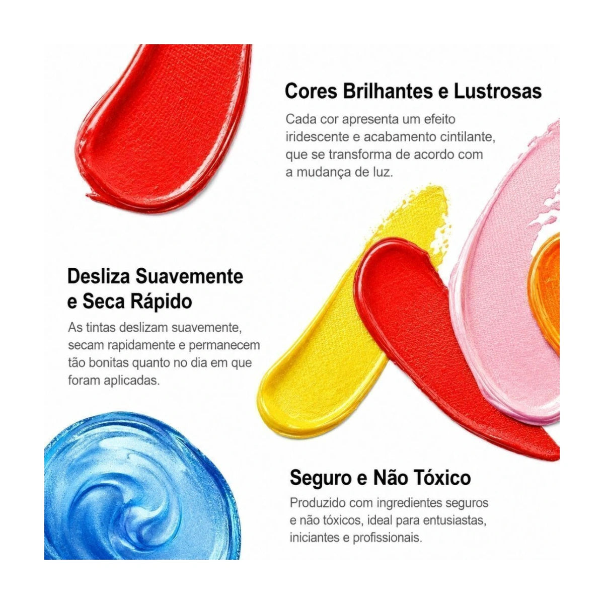 Estojo de Tinta Acrílica Iridescente Aureuo 59ml com 12 Cores - Phoenix