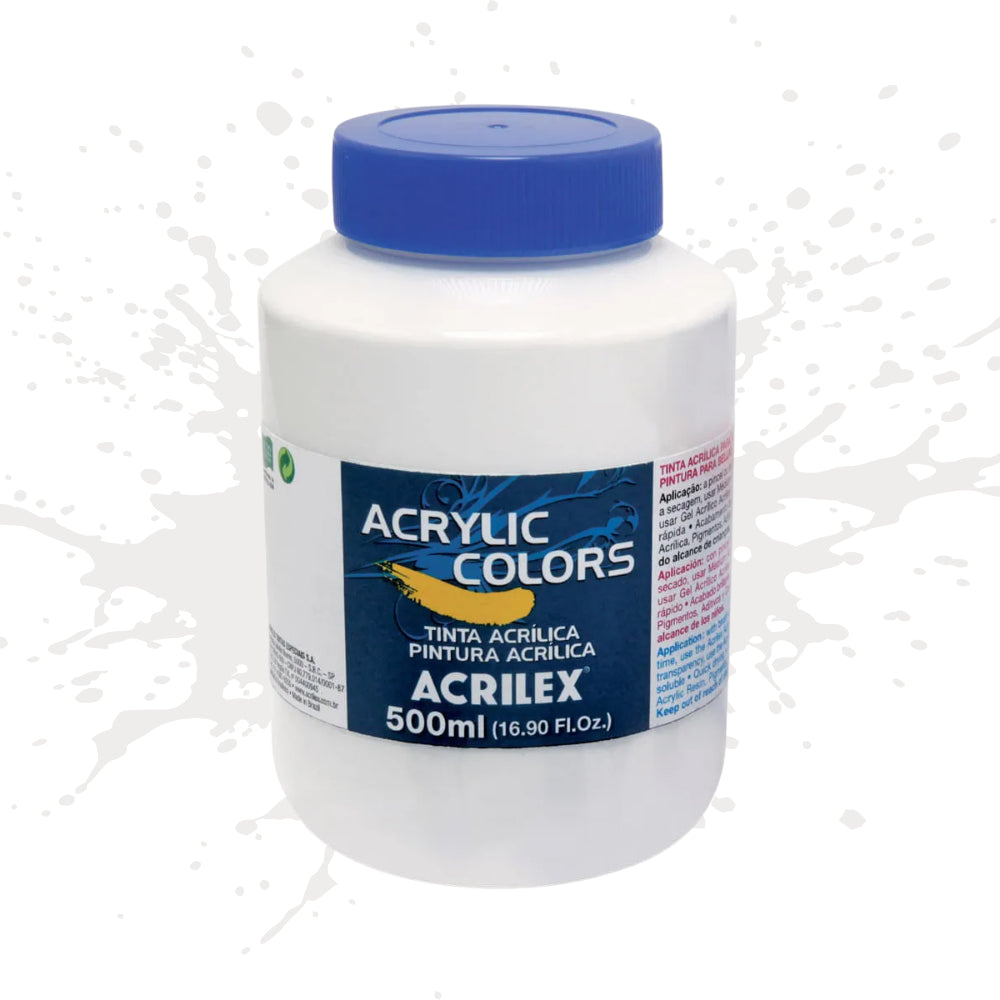 Tinta Acrylic Colors para Tela Acrilex 500ml 319 - Branco Titanio