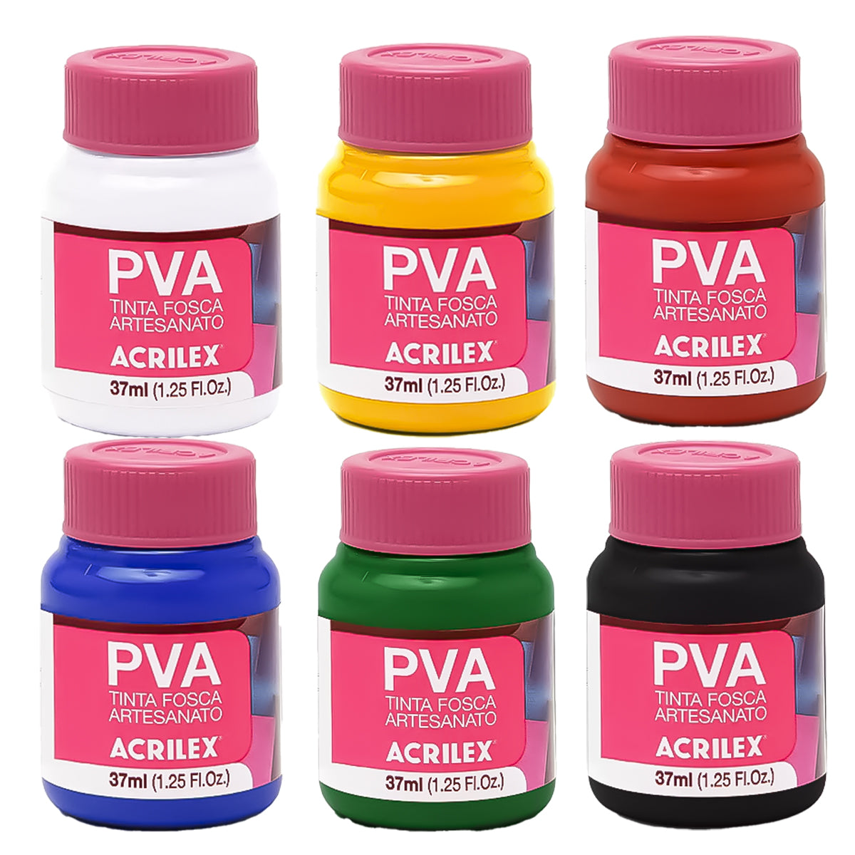 Estojo Tinta Pva Fosca Acrilex Art Teen 37ml com 6 Cores