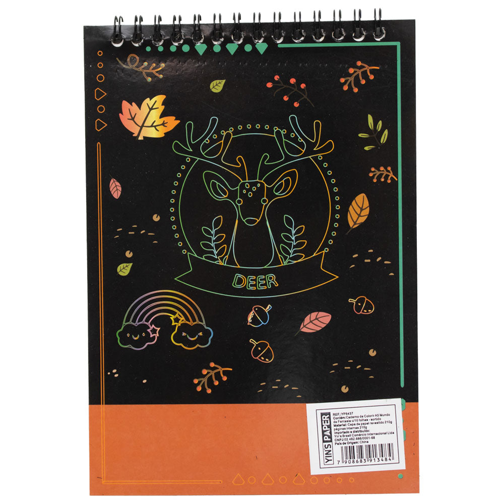 Bloco de Desenho Magico Yins Paper Mundo das Fantasia com 10 Folhas Preto - Sortidos