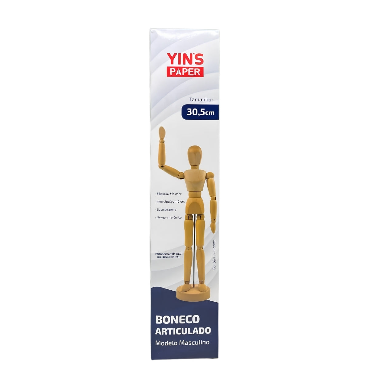 Boneco Articulado Yins Paper 30,5cm em Madeira com 01 Unid