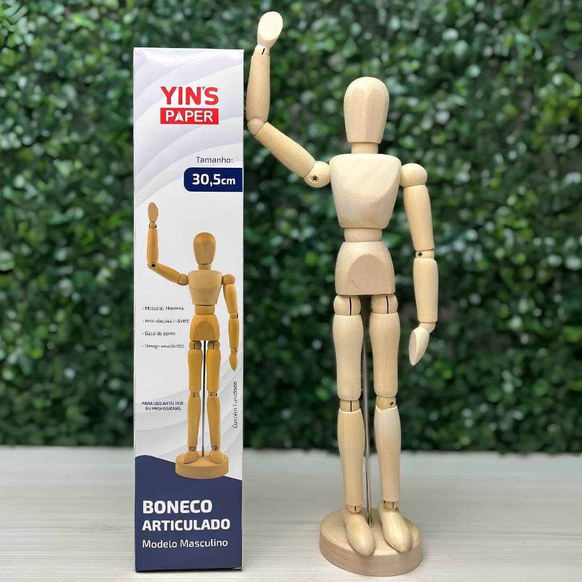 Boneco Articulado Yins Paper 30,5cm em Madeira com 01 Unid