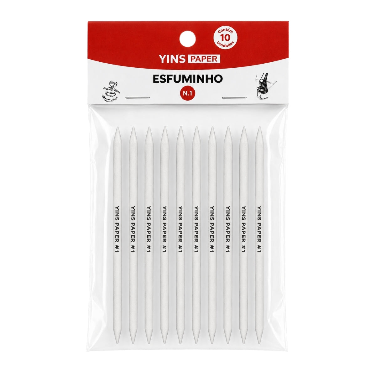 Esfuminho para Desenho Yins Paper N1 com 10 Unid