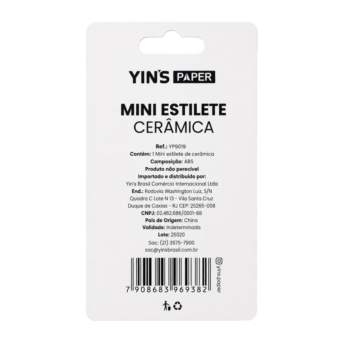 Mini Estilete Yins Paper com Lamina de Ceramica com 01 Unid - Branco