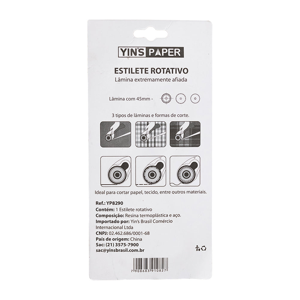 Estilete Rotativo Yins Paper 45mm - Laranja