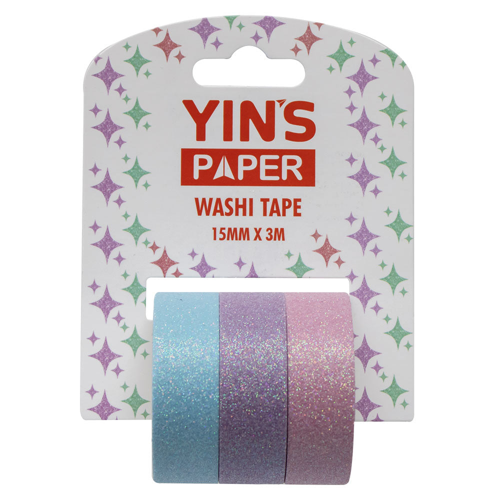Fita Adesiva Decorativa Yins Paper 15mmx3m com 03 Unid - Glitter Candy Color