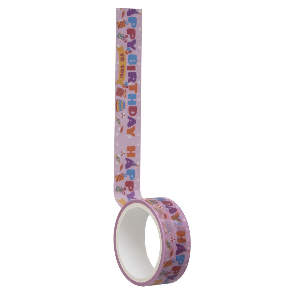 Fita Adesiva Decorativa Yins Paper 15mmx3m com 03 Unid - Happy Birthday