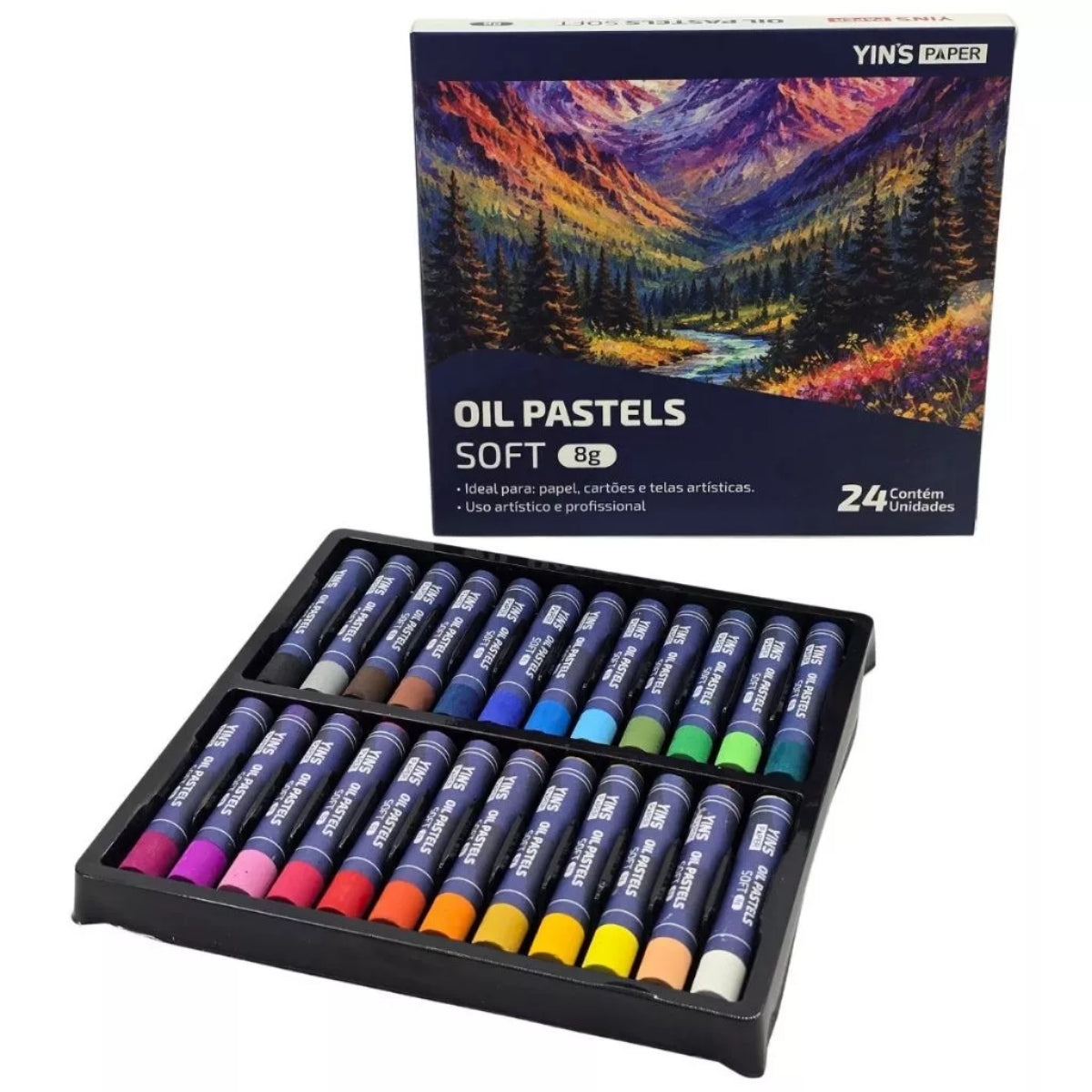 Giz Pastel Oleoso Soft Yins Paper 8g com 24 Cores
