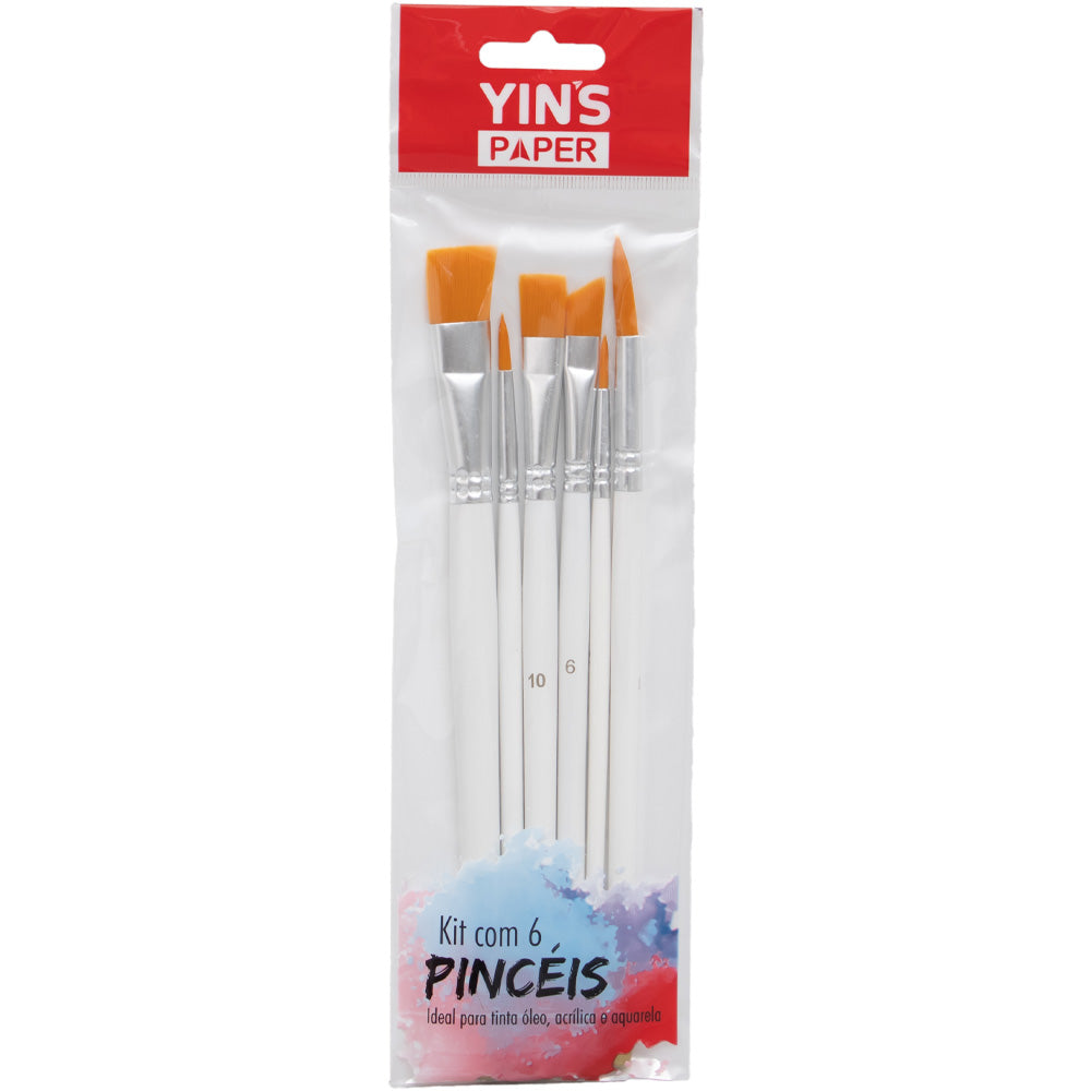 Kit de Pincel Artistico Yins Paper com 06 Unid