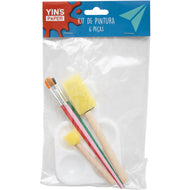 Kit de Pintura Artística com 6 Peças - Pincéis, Rolo, Batedor e Godê - Yin's Paper