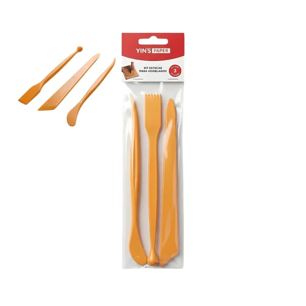 Kit de Estecas em Plastico Yins Paper para Modelagem com 03 Pecas