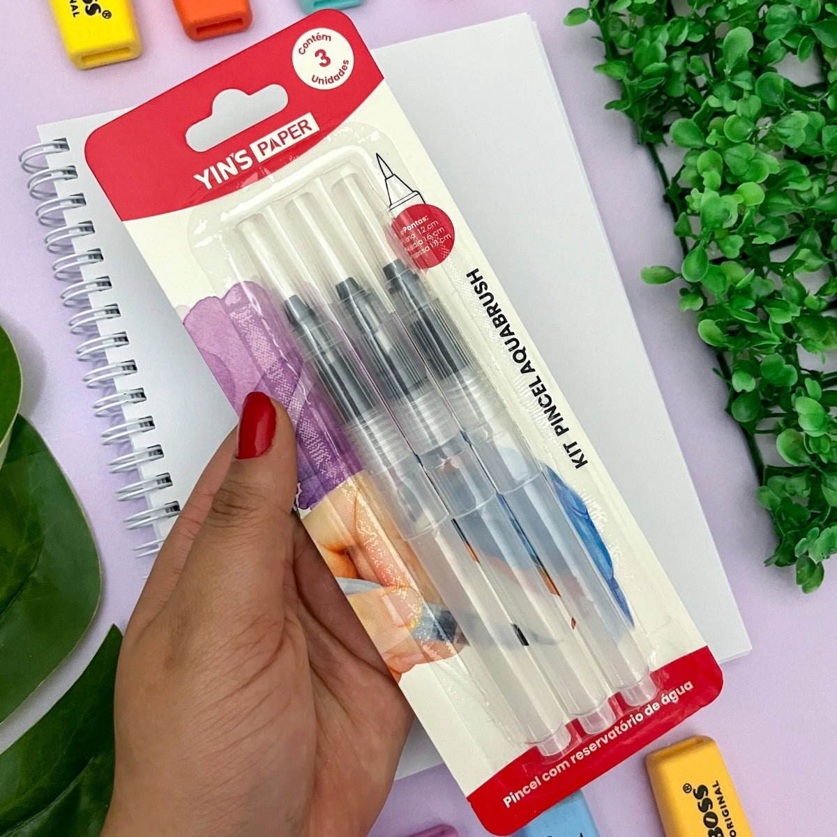 Kit de Pincel Yins Paper Aquabrush com 03 Unid