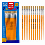 Kit Pincel Escolar Chato Cerda Natural Nº 14 para Pintura com 12 Unidades - Laranja - Yin's Paper