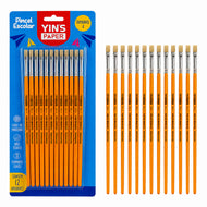 Kit de Pincel Escolar Yins Paper Chato Cerda Natural N.04 com 12 Unid - Laranja