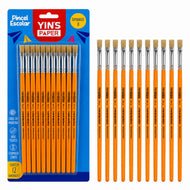 Kit Pincel Escolar Chato Cerda Natural Nº 8 para Pintura com 12 Unidades - Laranja - Yin's Paper