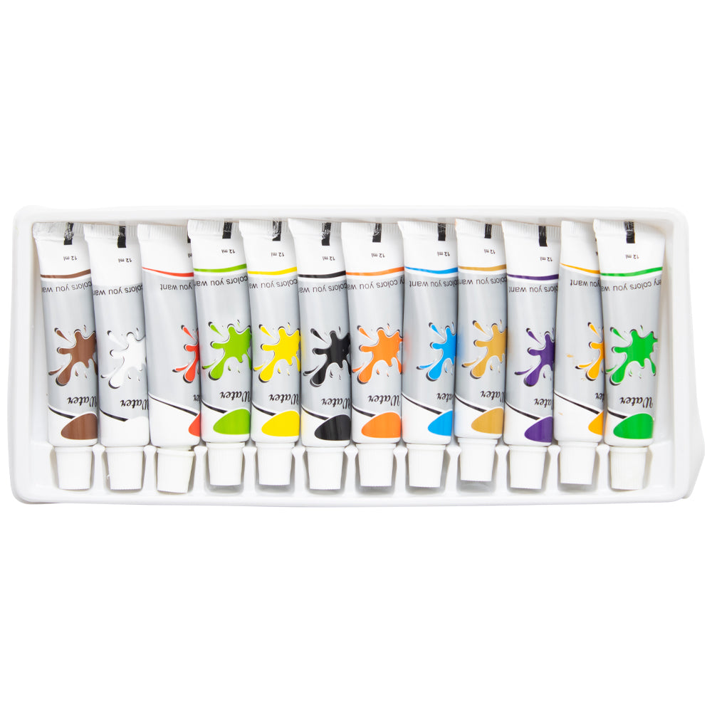 Kit de Tinta para Aquarela Yins Paper 12ml com 12 Cores e 01 Pincel