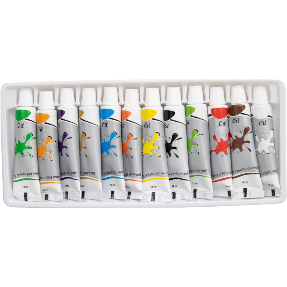 Kit de Tinta Oleo Yins Paper 12ml com 12 Cores e 01 Pincel